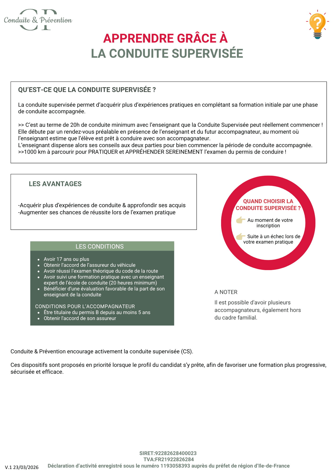 1.7 La conduite supervisée